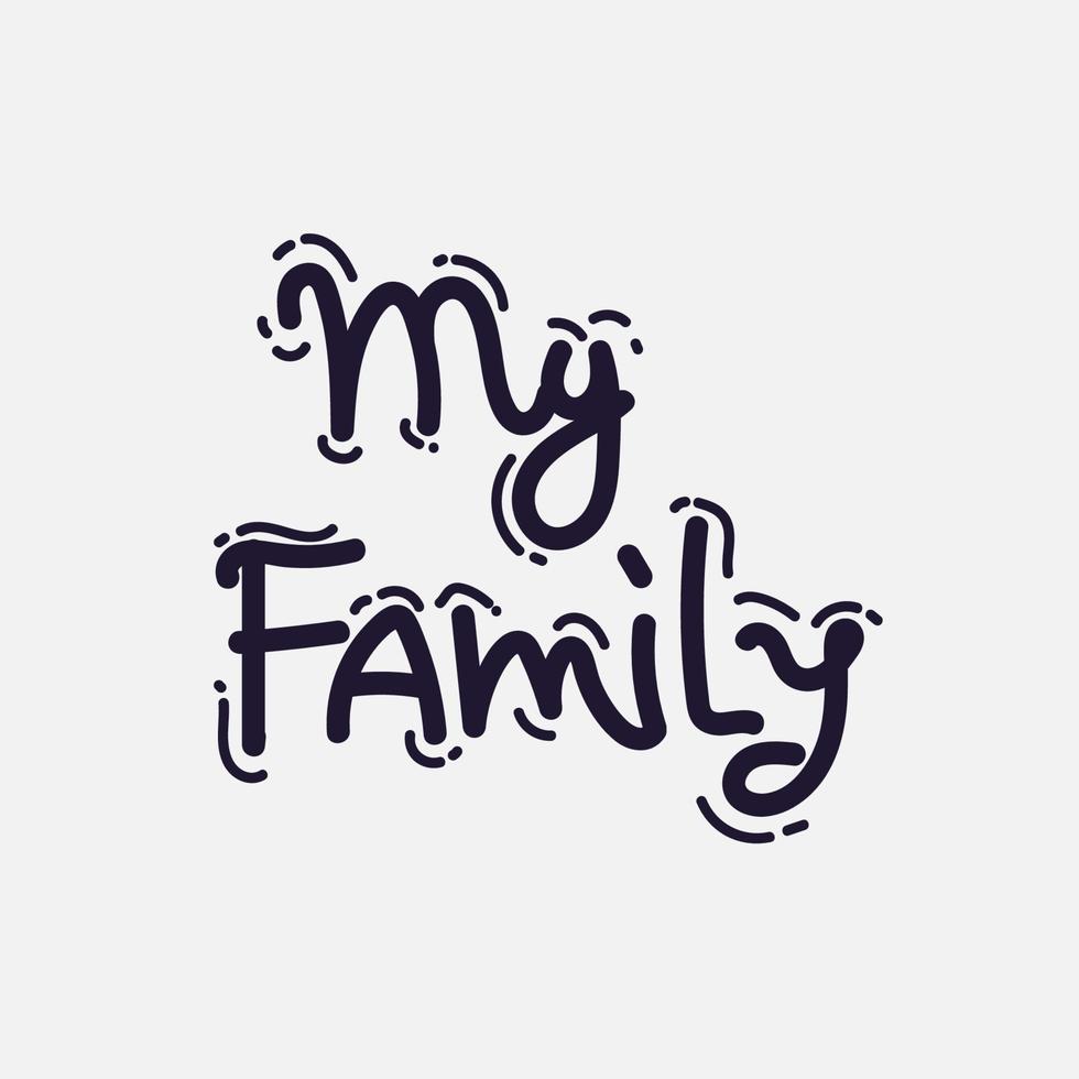 min familj. vektor hand text familj typografi,