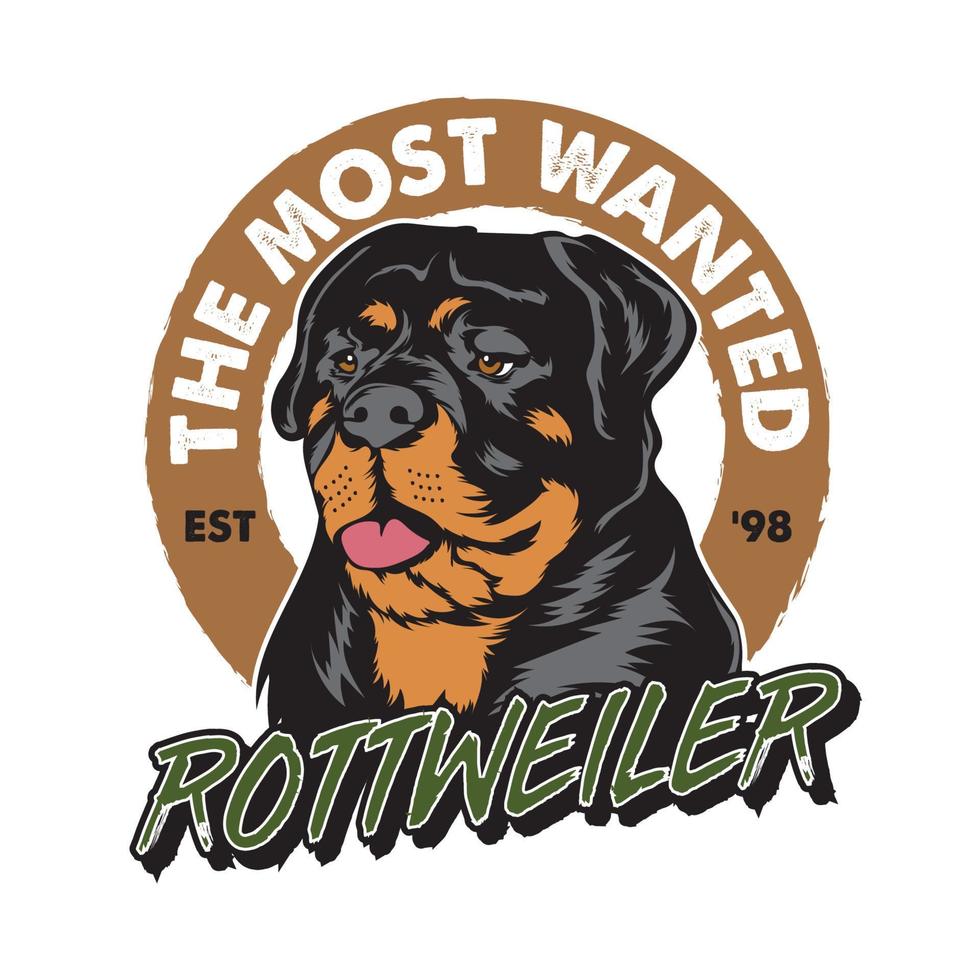 Rottweiler Hundegesicht Vektor Illustration Logo Design, perfekt für Tierhandlung, Züchter Logo und T-Shirt Design