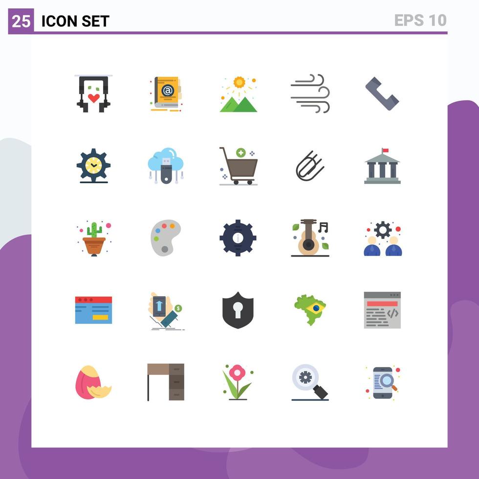 25 tematiska vektor platt färger och redigerbar symboler av telefon Kontakt solnedgång ring upp väder redigerbar vektor design element