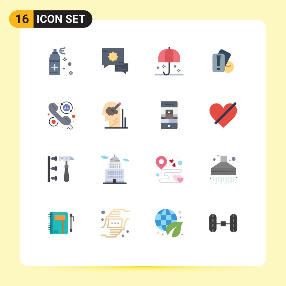 16 universell platt Färg tecken symboler av hjälp kund regn domare hand redigerbar packa av kreativ vektor design element