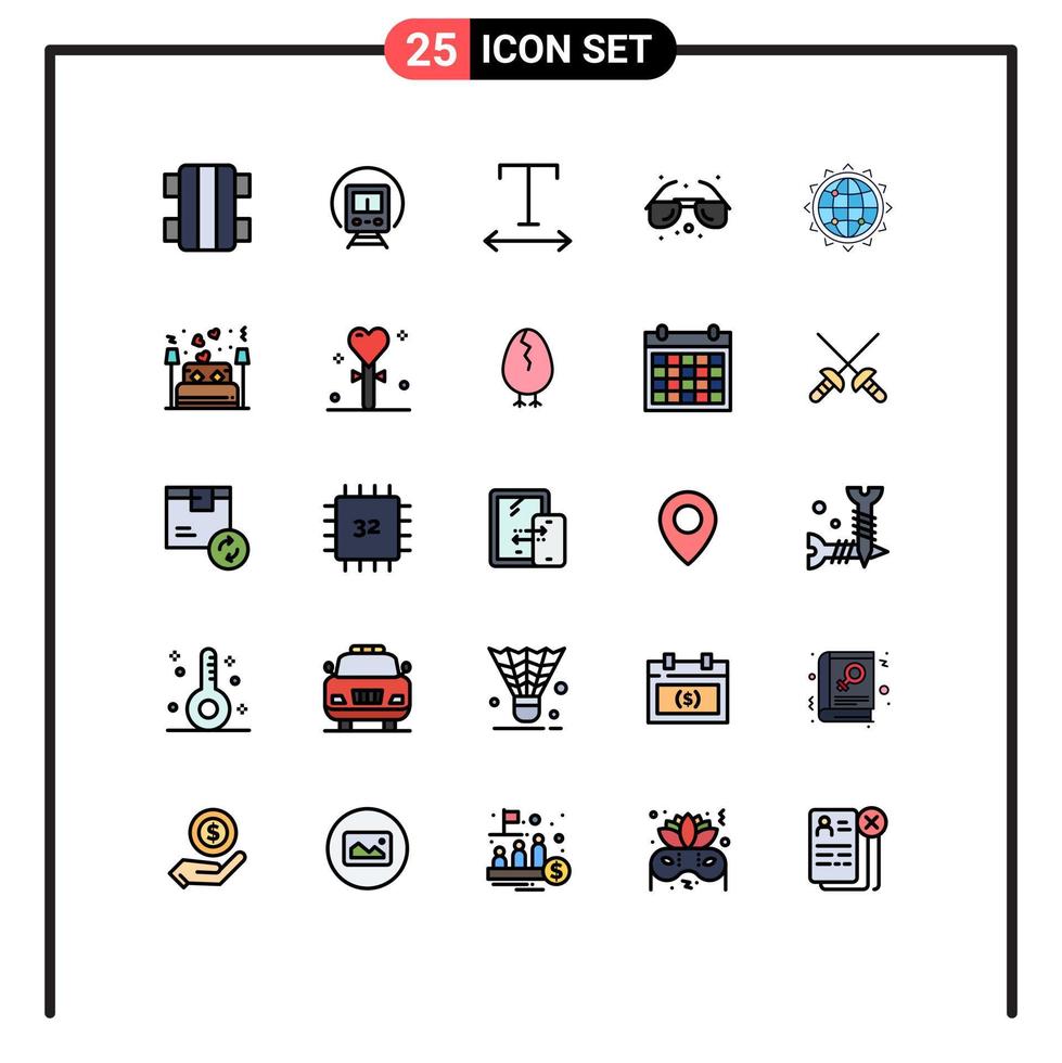 uppsättning av 25 modern ui ikoner symboler tecken för företag klot font värld hav redigerbar vektor design element