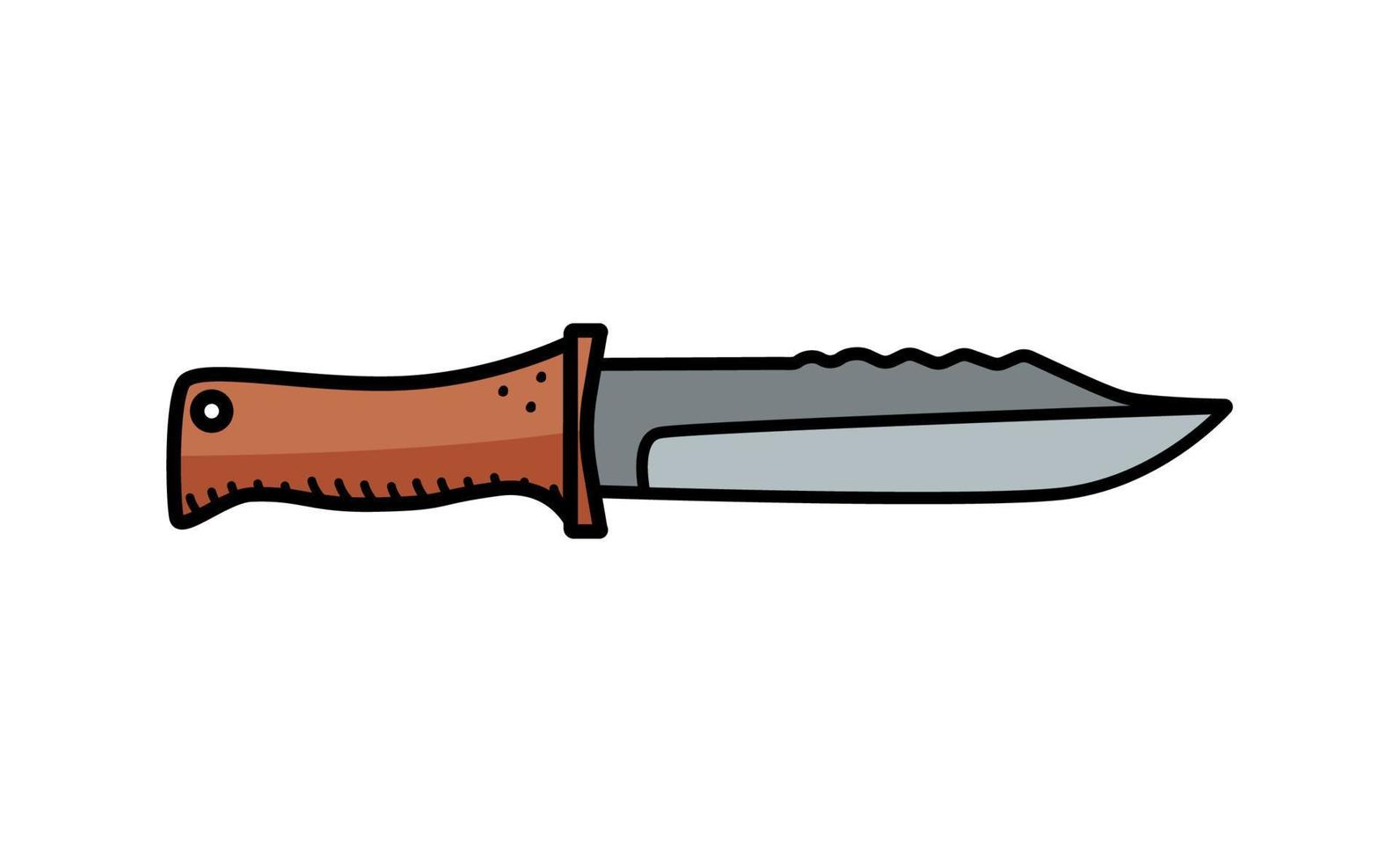 Armeemesser-Doodle-Vektorsymbol. eine militärische scharfe Waffe oder ein Campingmesser. isolieren auf weiß. vektor