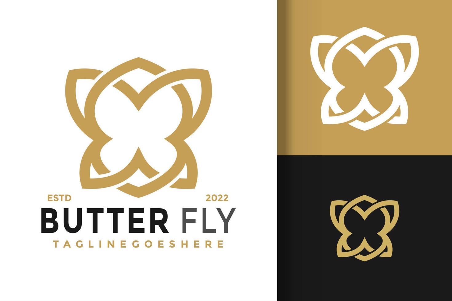 Logo-Design-Vektor-Illustrationsvorlage für minimale Schmetterlingsmode moderne vektor