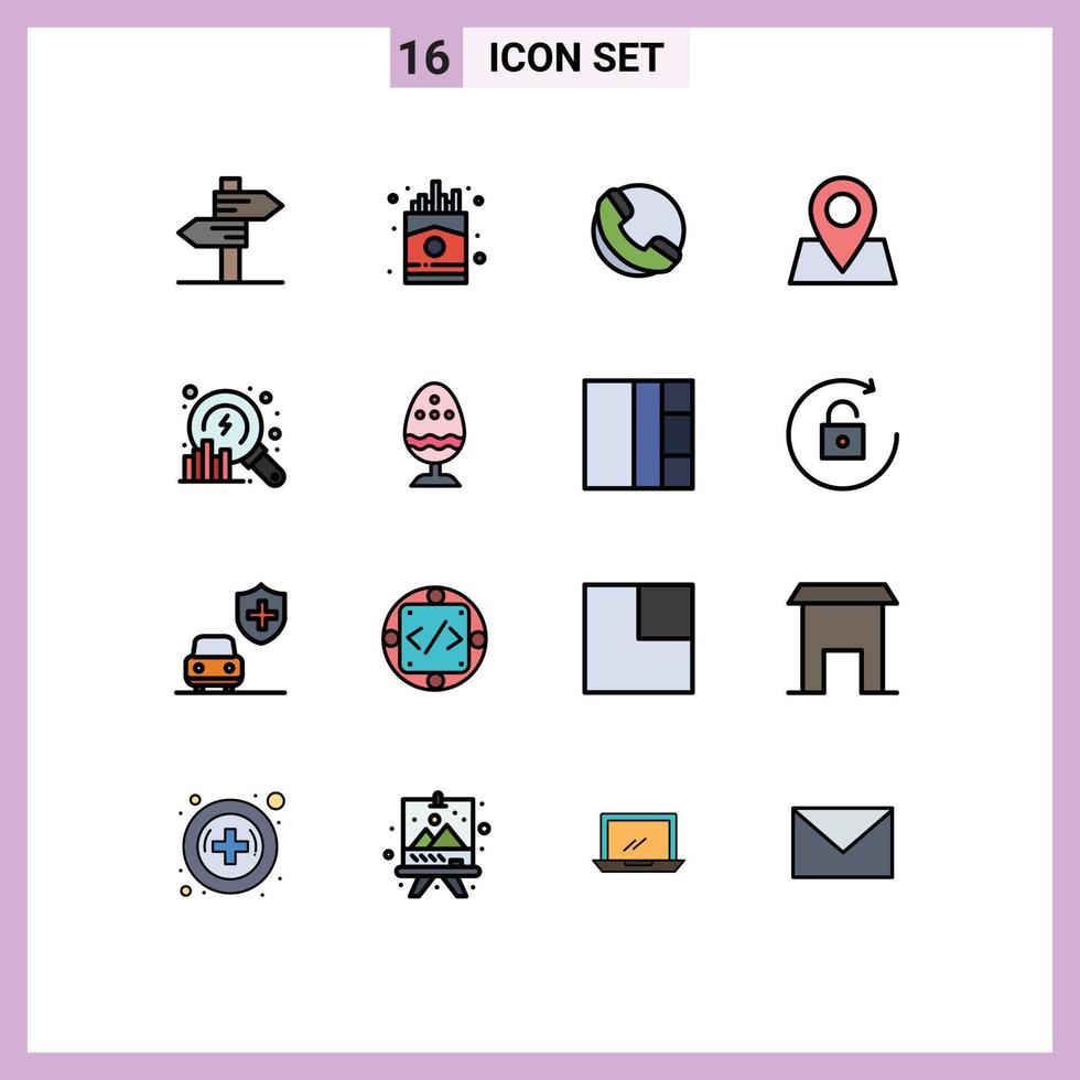 modern uppsättning av 16 platt Färg fylld rader och symboler sådan som Sök analys e-handel analys pekare redigerbar kreativ vektor design element