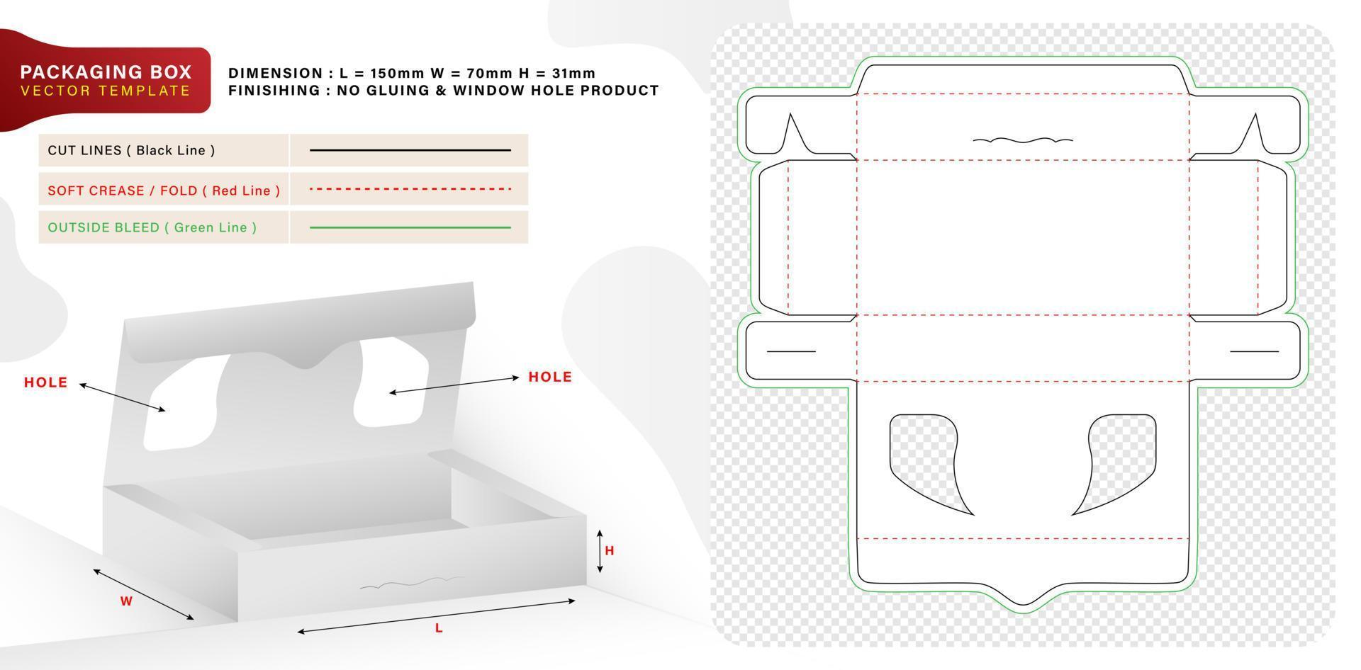 illustration eine verpackungsbox gestanzte konzeptdesigns mit visuellen 3d-bildern für kuchen, schokolade, lebensmittel, bäckereien, einzigartige designs von produktfächern, minimalistischer konzeptioneller pakethalter, paket vektor