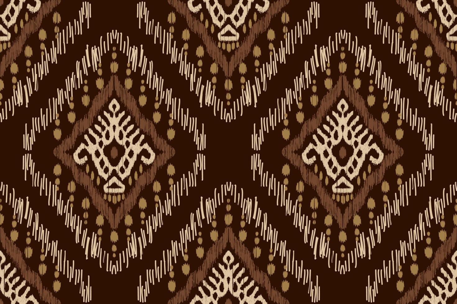 ikat blommig paisley broderi på brun bakgrund.geometrisk etnisk orientalisk sömlös mönster traditionell.aztec stil abstrakt vektor illustration.design för textur, tyg, kläder, inslagning, sarong.