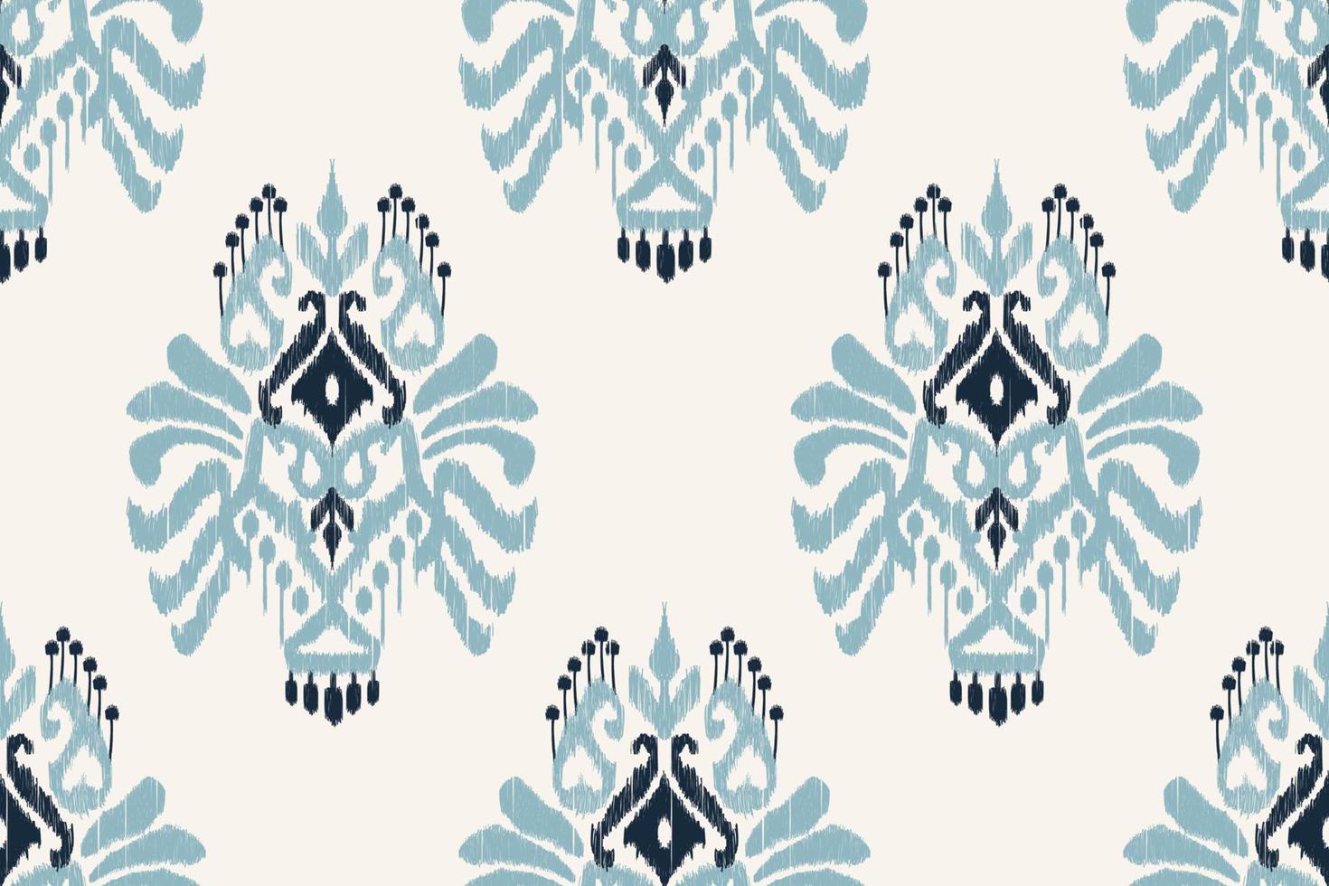 ikat blommig paisley broderi.blått och vit bakgrund.geometrisk etnisk orientalisk sömlös mönster traditionell.aztec stil abstrakt vektor illustration.design för textur, tyg, kläder, inslagning.