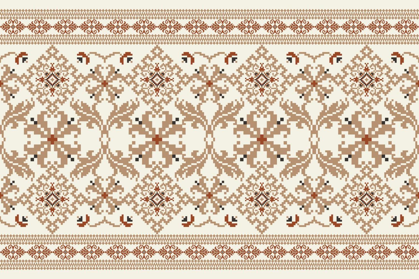 geometrische ethnische florale kreuzstichstickerei auf weißem hintergrund orientalisches muster traditionell abstrakte vektorillustration im aztekenstil design für textur, stoff, kleidung, verpackung, dekoration, schal. vektor