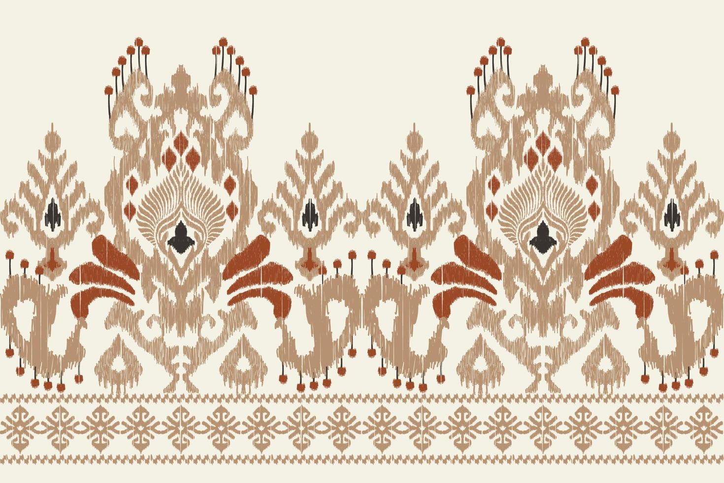 ikat-blumenpaisley-stickerei auf weißem hintergrund.geometrisches ethnisches orientalisches muster traditionell.aztekische stilabstrakte vektorillustration.design für textur,stoff,kleidung,verpackung,dekoration,sarong. vektor