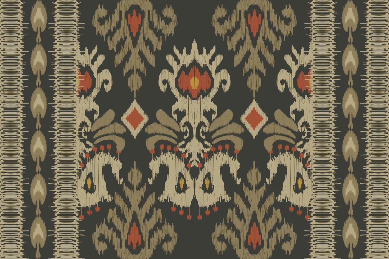 ikat blommig paisley broderi på svart bakgrund.geometrisk etnisk orientalisk mönster traditionell.aztec stil abstrakt vektor illustration.design för textur, tyg, kläder, inslagning, dekoration, halsduk.