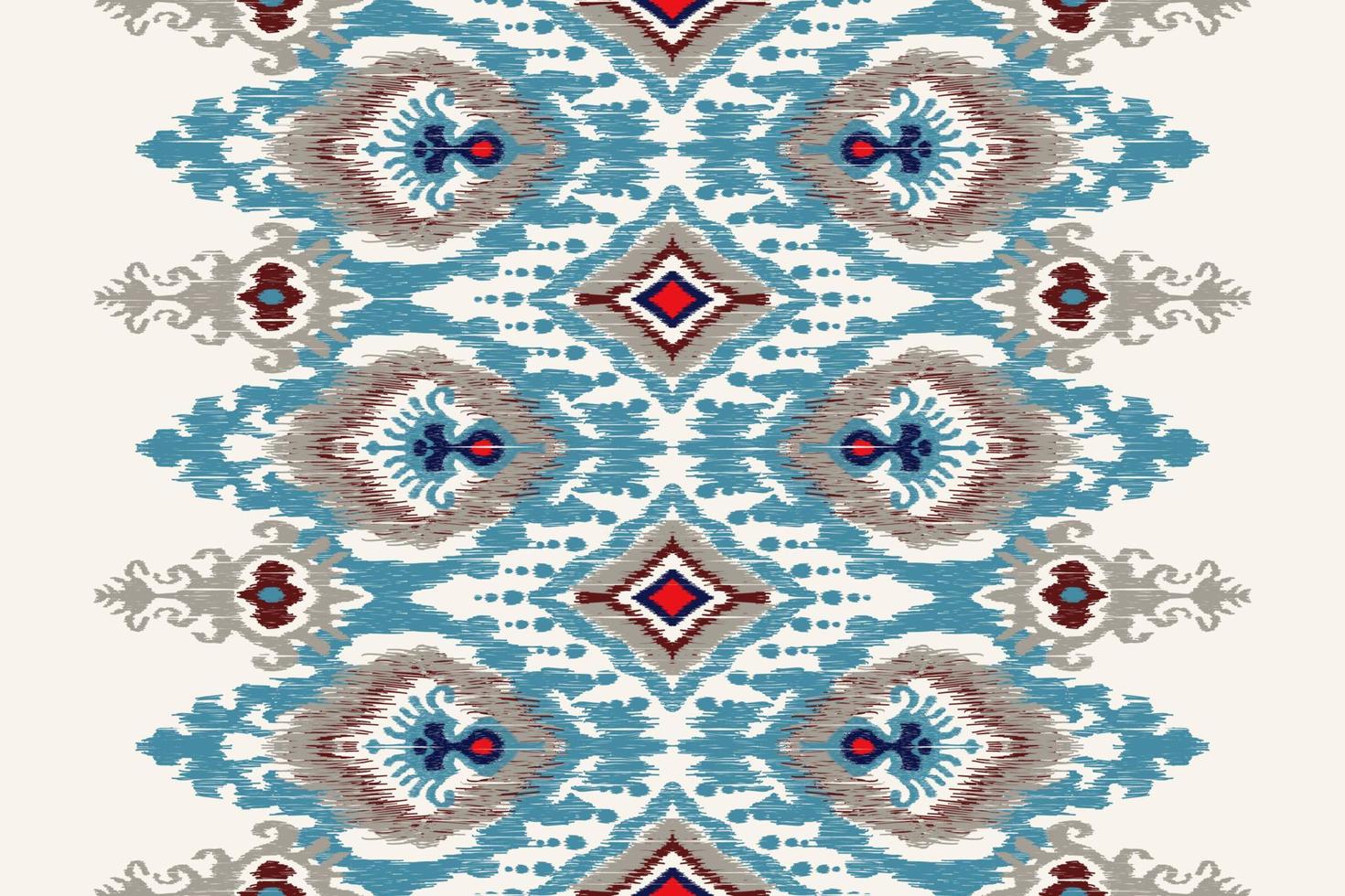 ikat florale paisley-stickerei auf weißem hintergrund.geometrisches ethnisches orientalisches muster traditionell.aztekische art abstrakte vektorillustration.design für textur,stoff,kleidung,verpackung,schal,dekoration. vektor