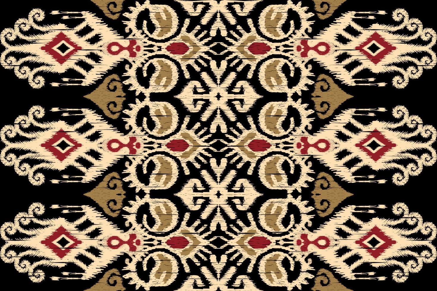 ikat blommig paisley broderi på svart bakgrund.geometrisk etnisk orientalisk mönster traditionell.aztec stil abstrakt vektor illustration.design för textur, tyg, kläder, inslagning, dekoration, sarong.