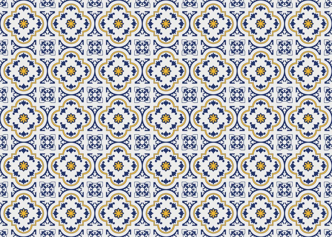 azulejos, spanska och portugisiska keramisk tilework vägg mosaik- bricka sömlös mönster bakgrund vektor