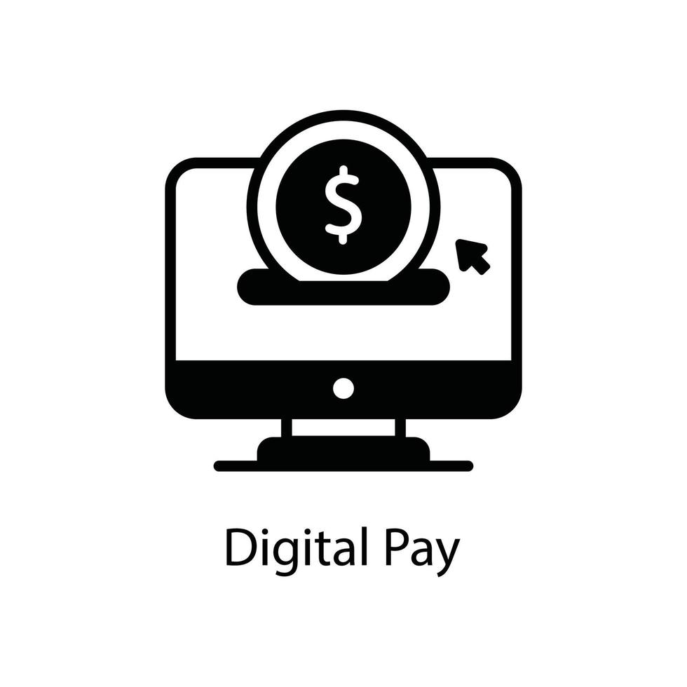 Digital Pay Vector Outline Business und Finance Style Icon. Folge 10