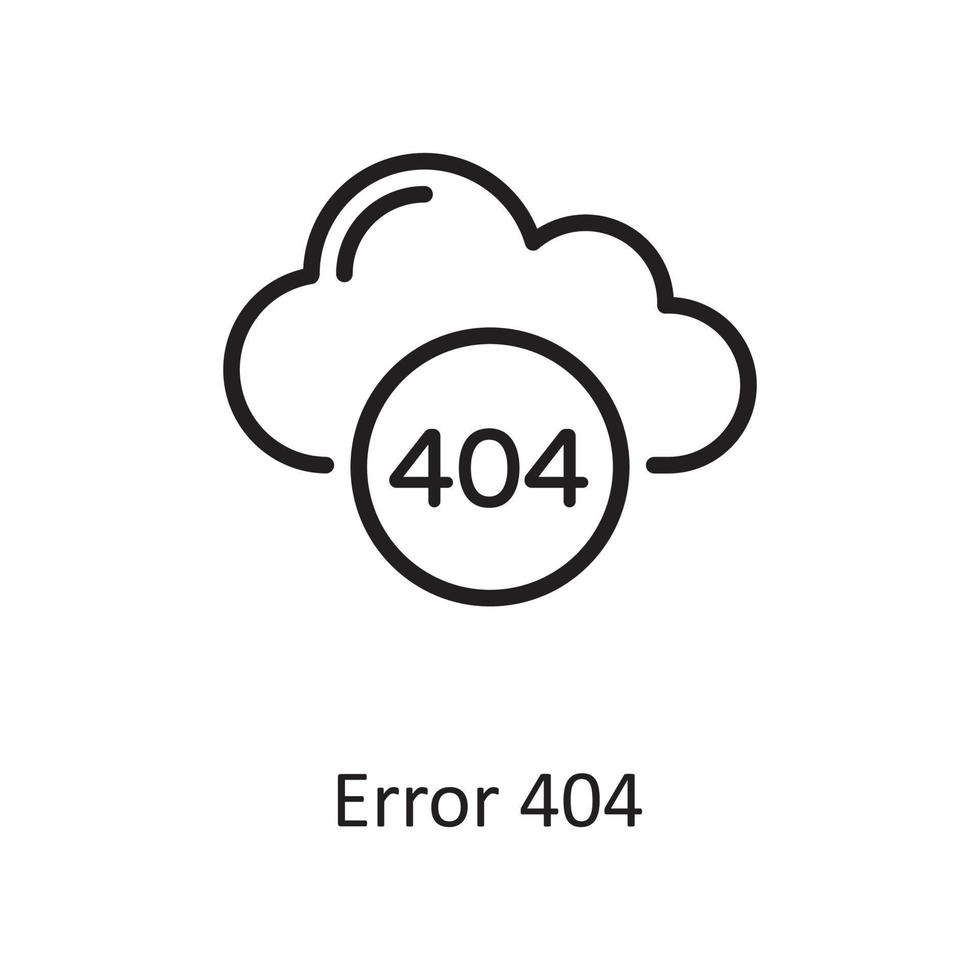 Fehler 404 Umriss-Icon-Design-Illustration. Symbol für Webhosting und Cloud-Dienste auf Datei mit weißem Hintergrund eps 10 vektor
