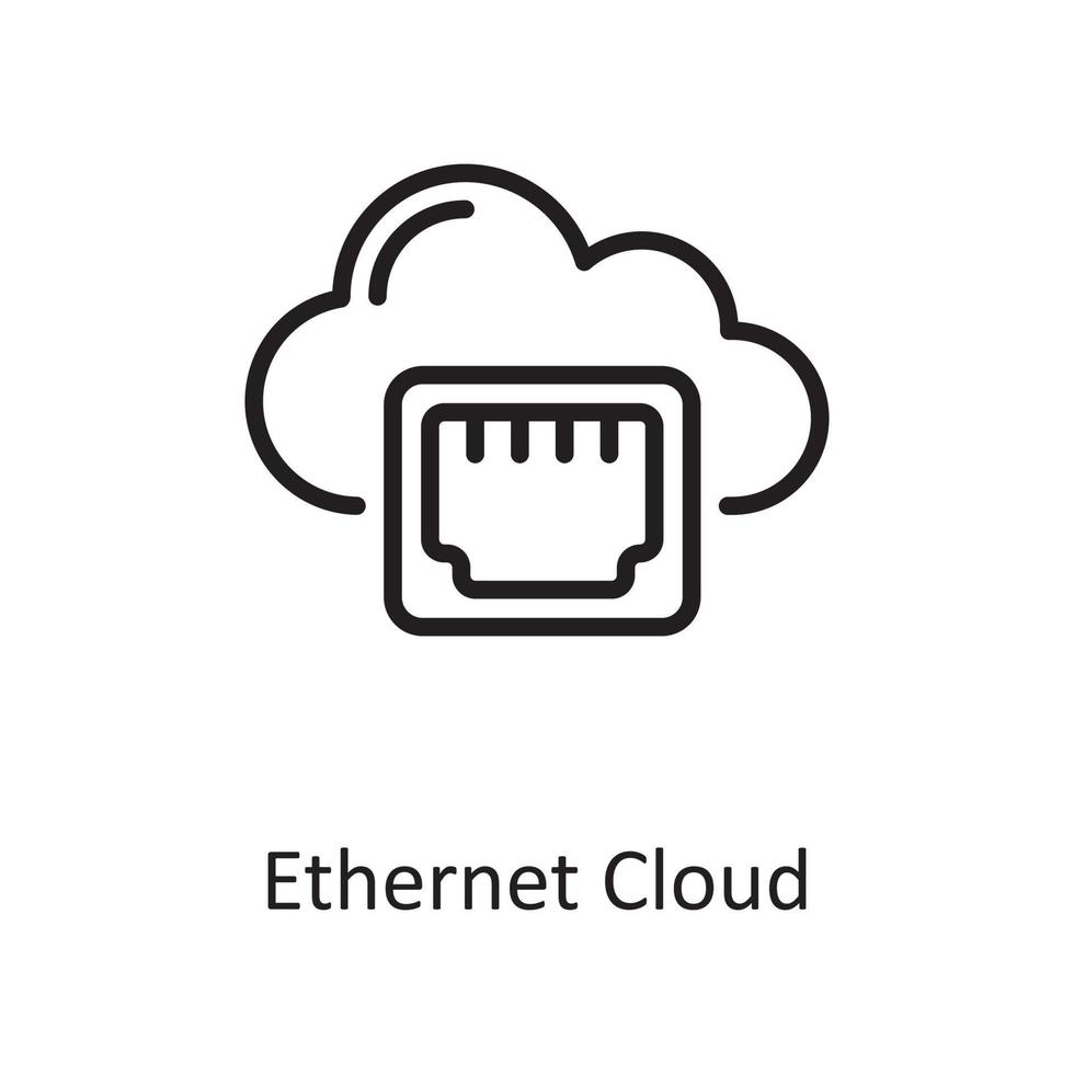 Ethernet Cloud Umriss Icon Design Illustration. Symbol für Webhosting und Cloud-Dienste auf Datei mit weißem Hintergrund eps 10 vektor