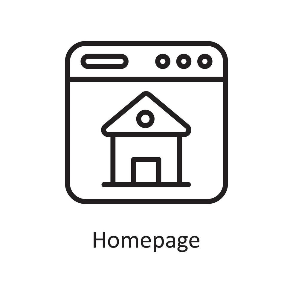 Homepage-Umriss-Icon-Design-Illustration. Symbol für Webhosting und Cloud-Dienste auf Datei mit weißem Hintergrund eps 10 vektor