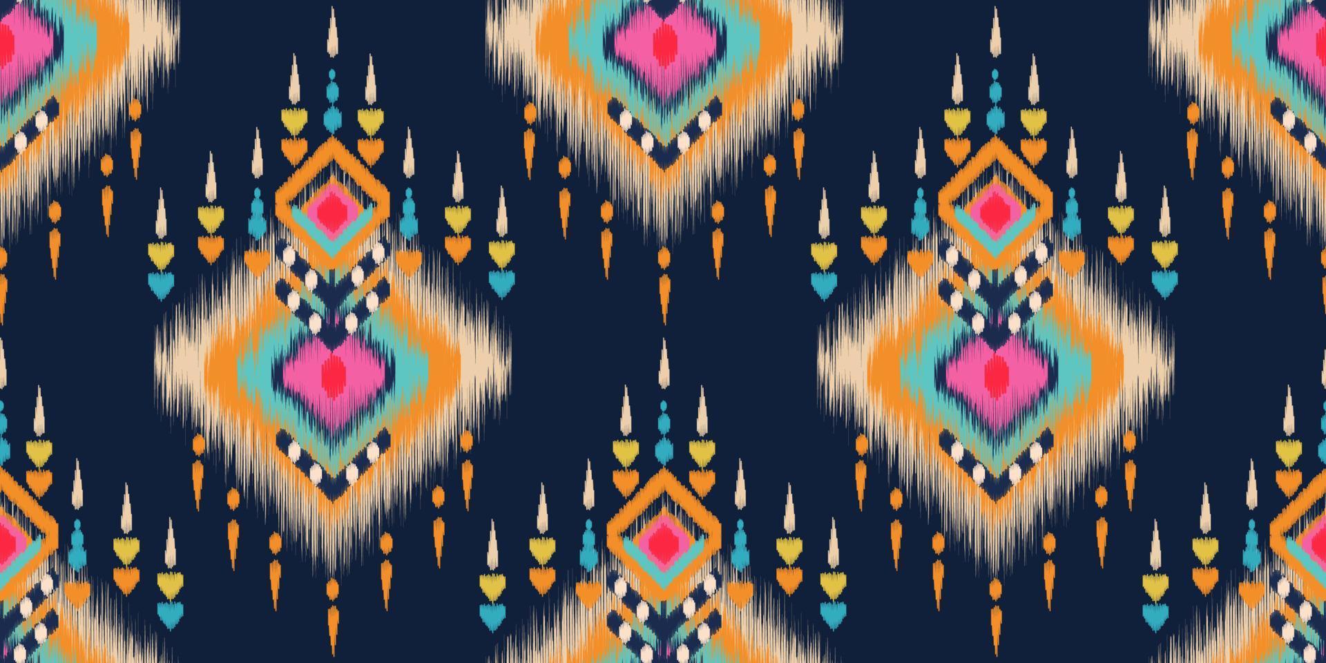 ethnisches Muster Ikat nahtlos. stammesafrikanischer indischer traditioneller stickereivektorhintergrund. aztekischer Stoff Teppich Batik Ornament Chevron Textildekoration Tapete vektor