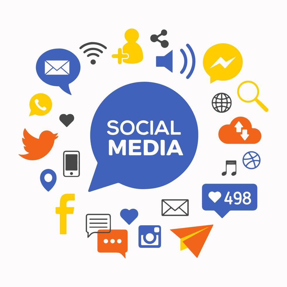 social media illustration begrepp. social nätverk baner med ikoner. vektor