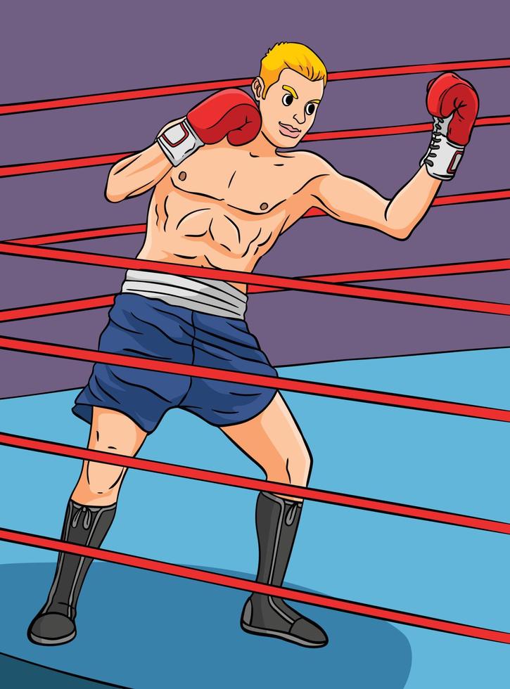 boxsport farbige karikaturillustration vektor
