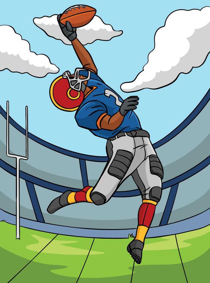 farbige karikaturillustration des amerikanischen fußballs vektor