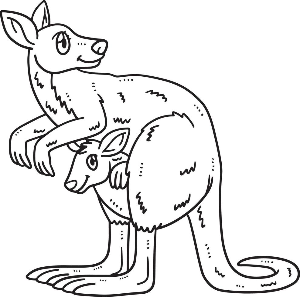 Känguru-Mutter und Känguru-Baby isoliert vektor