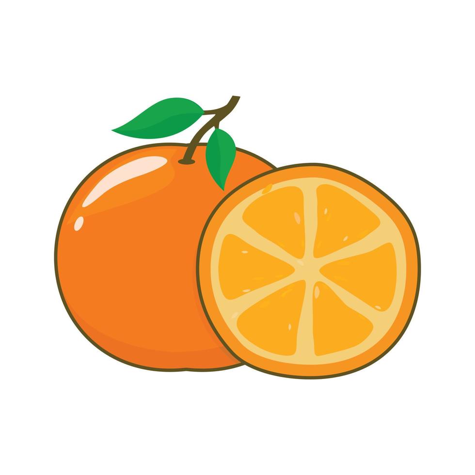 Obst Orangen. Orangenfruchtbild. orange Fruchtvektor-Designillustration. Orangenfruchtsymbol. Designvorlage für frische Orangenfrüchte vektor