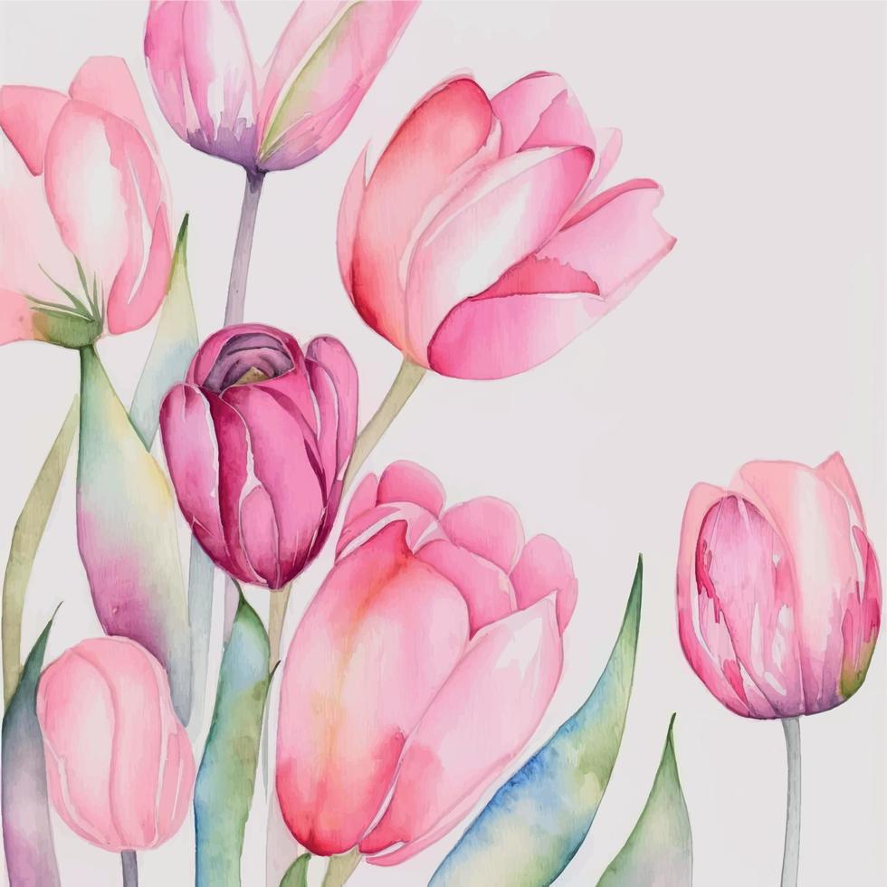 Aquarell Tulpen Hintergrund vektor