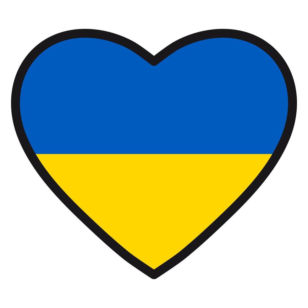 flagge der ukraine in form eines herzens mit kontrastierender kontur, symbol der liebe zu seinem land, patriotismus, symbol für den unabhängigkeitstag. vektor