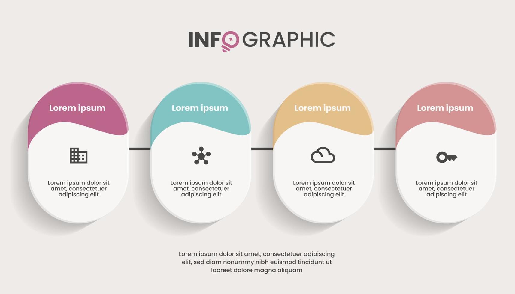 kreatives Konzept für Infografik mit 4 Schritten, Optionen, Teilen oder Prozessen. Visualisierung von Geschäftsdaten vektor