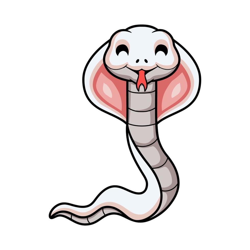 söt leucistisk kobra orm tecknad serie vektor
