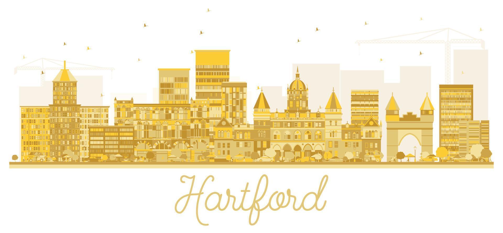 hartford connecticut USA stad horisont gyllene silhuett vektor