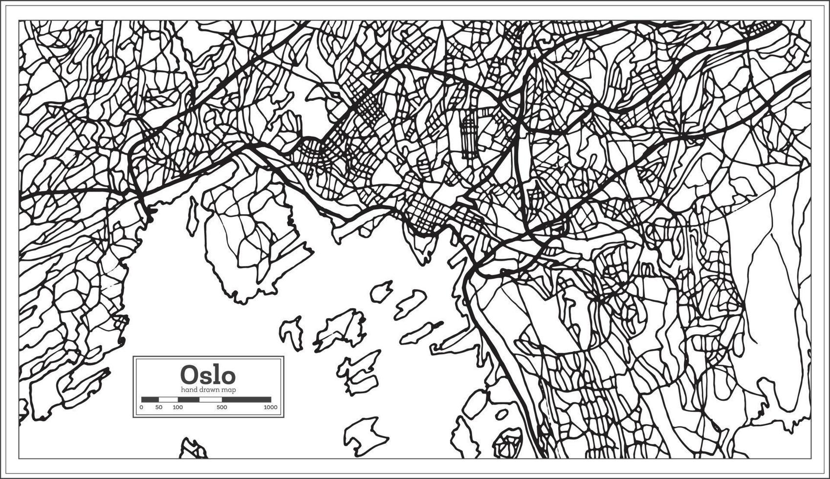 oslo Norge Karta i svart och vit Färg. vektor