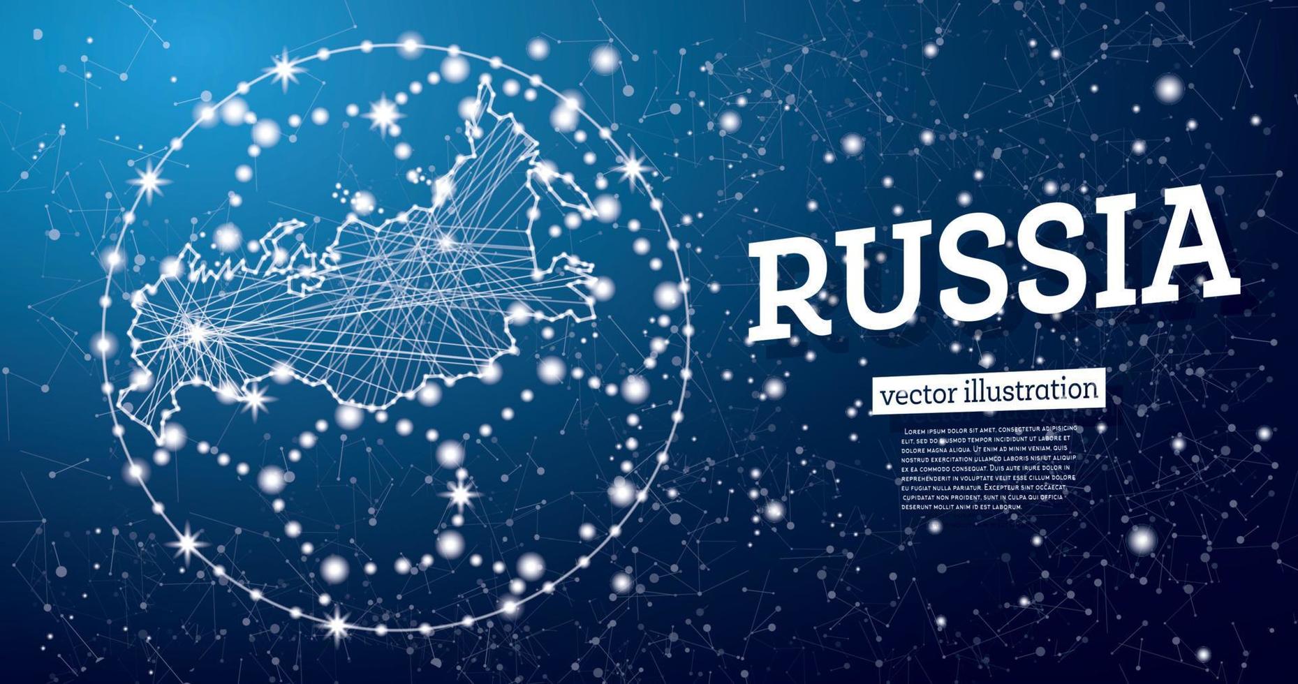 Fußballball mit Karte von Russland auf blauem Hintergrund. vektor