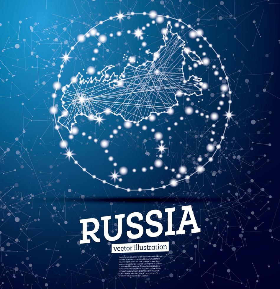fotboll boll med Karta av ryssland på en blå bakgrund. vektor