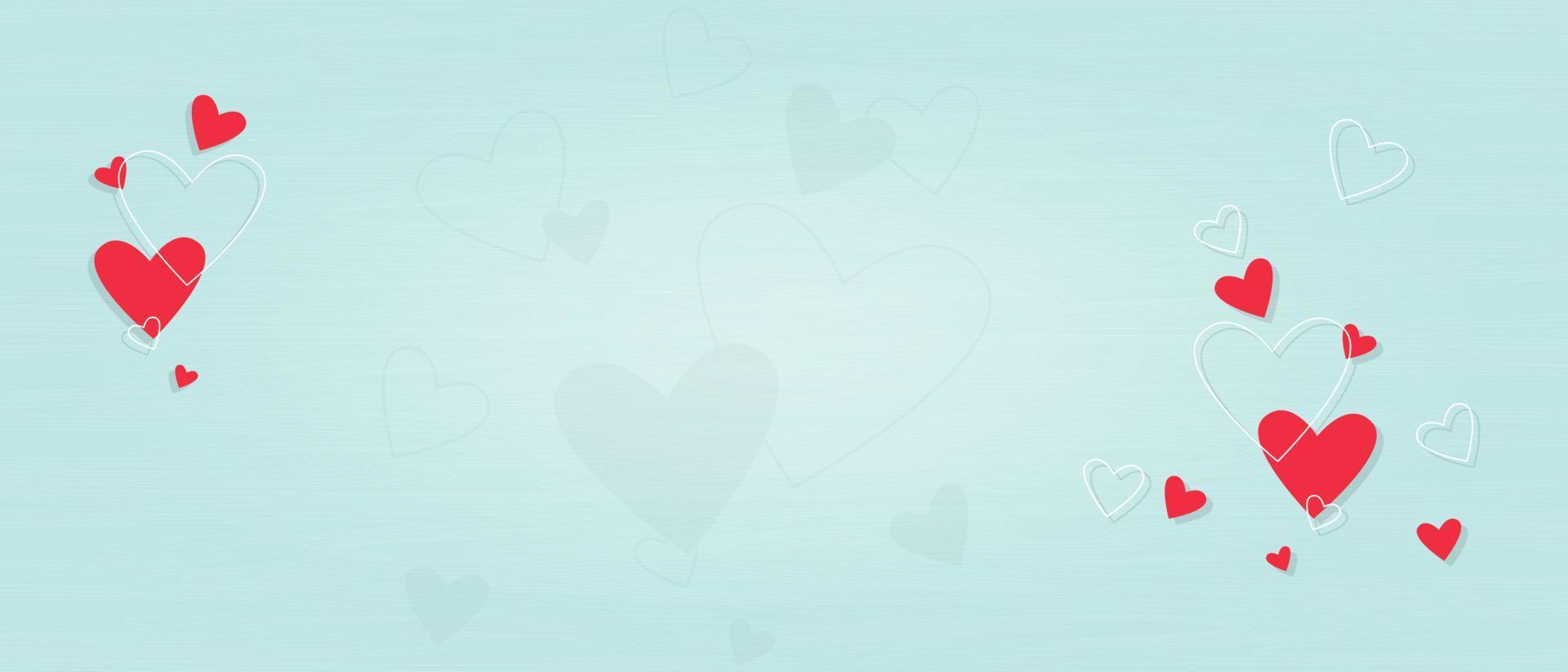 valentines dag blå bakgrund horisontellt mall med hjärta , trä texturerat. vektor
