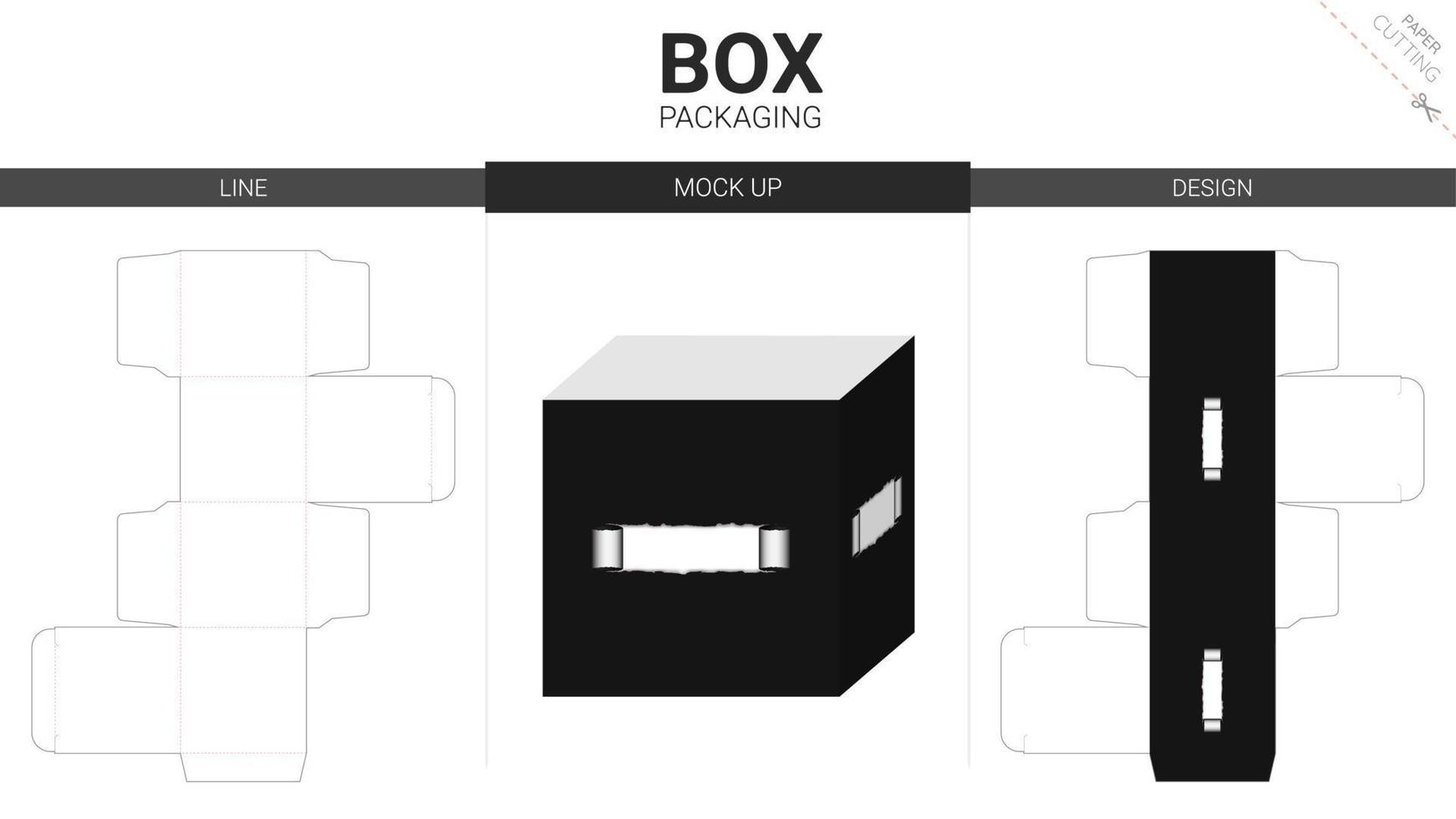 box förpackning och mockup stansad mall vektor