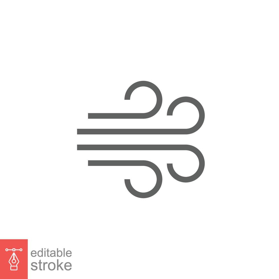 Wind-Symbol. einfacher Gliederungsstil. luftschlag, windig, ozeanwolke, windgeschwindigkeit, meteorologiekonzept. dünnes Liniensymbol. Vektorillustrationsdesign lokalisiert auf weißem Hintergrund. bearbeitbarer Strich eps 10. vektor