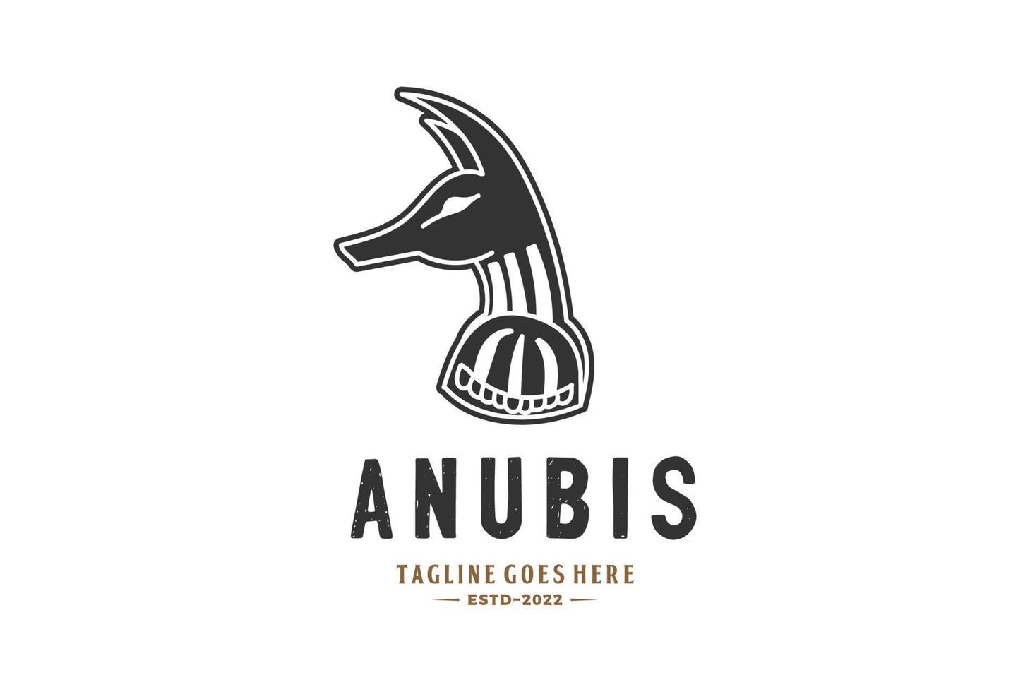 Vintager ägyptischer Gott Anubis mit Wolfskopf für Tattoo-Logo-Design vektor