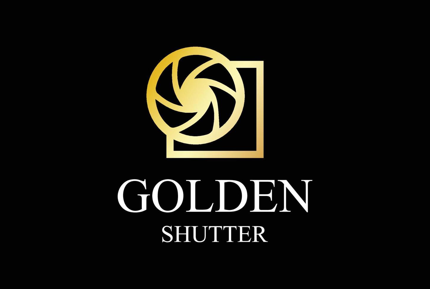 eleganter luxus goldener linsenblende kamera fotografie studio logo design vektor