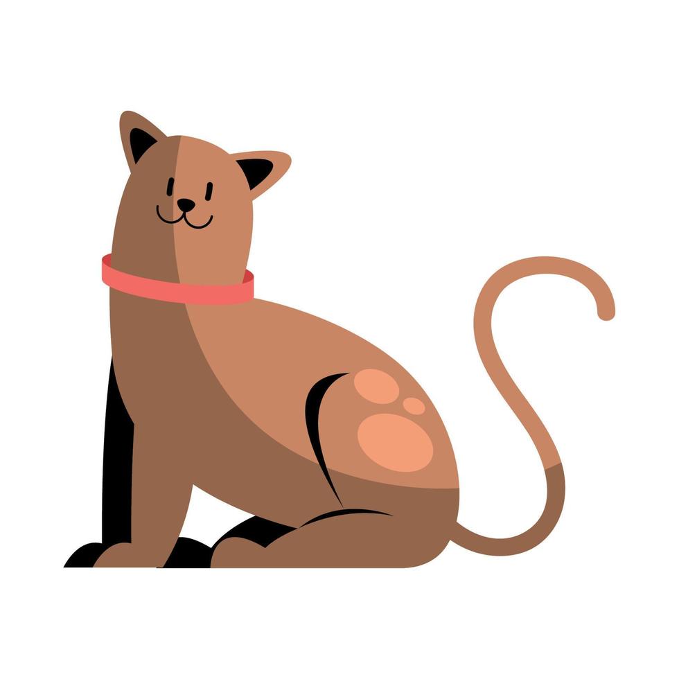 söt brun katt sittande vektor