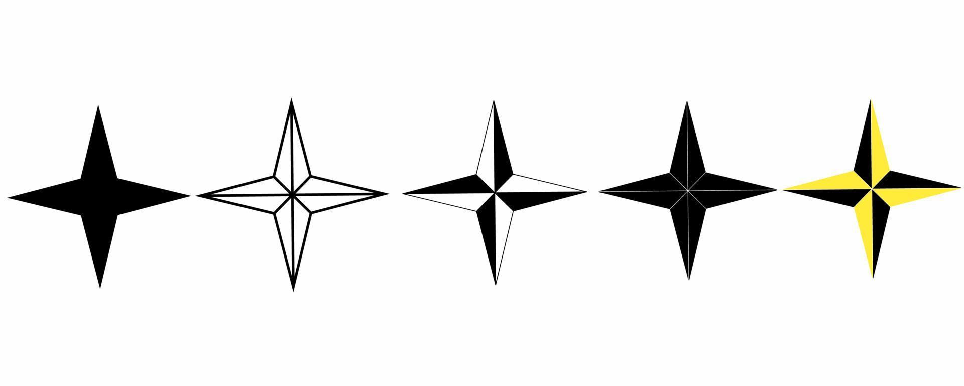 Vier-Punkte-Stern-Icon-Set isoliert auf weißem Hintergrund vektor