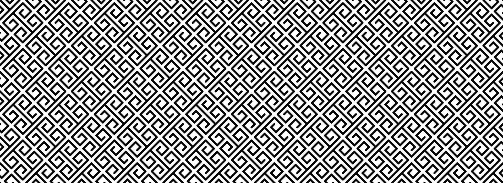 svart vit linje grekisk sömlös mönster vektor