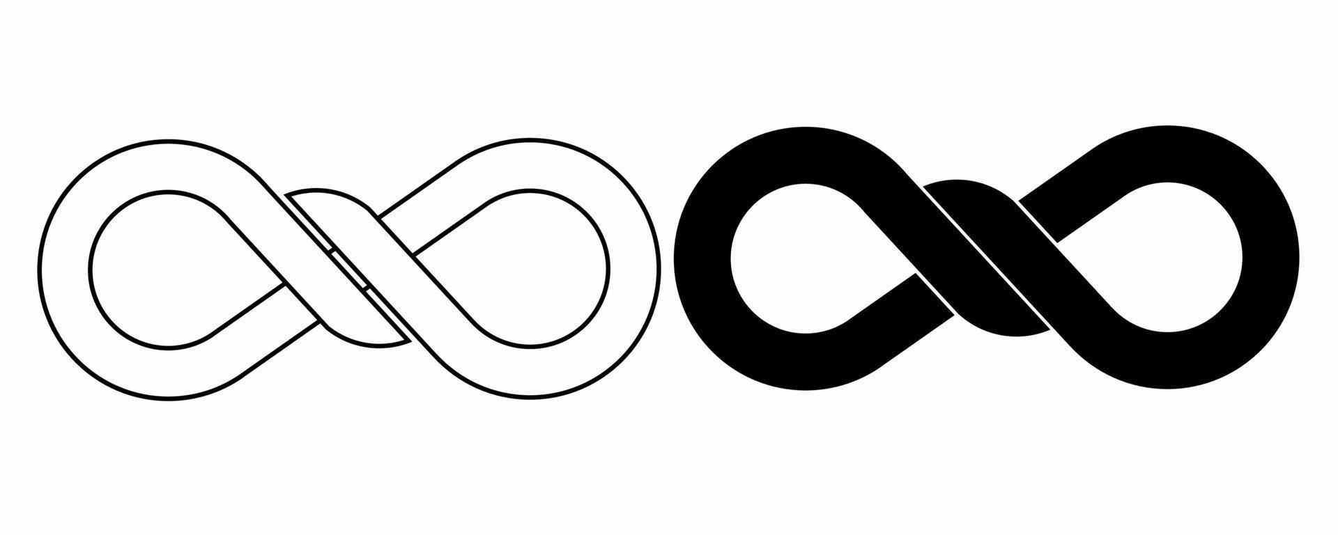 Umriss Silhouette Infinity-Knoten-Icon-Set isoliert auf weißem Hintergrund vektor