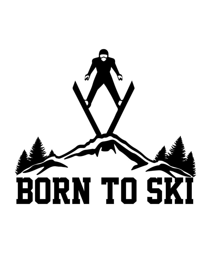 Skifahren-Logo-Vektor-T-Shirt-Illustrationsdesign vektor