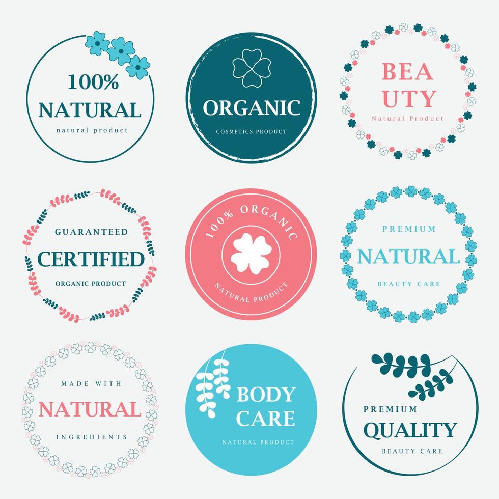 Sammlung von Logos und Symbolen für Schönheit, Kosmetik, Spa und Wellness, Natur- und Bioprodukte. Vektorgrafiken für Grafik- und Webdesign für Kosmetik, Naturprodukte und Beauty-Center. vektor