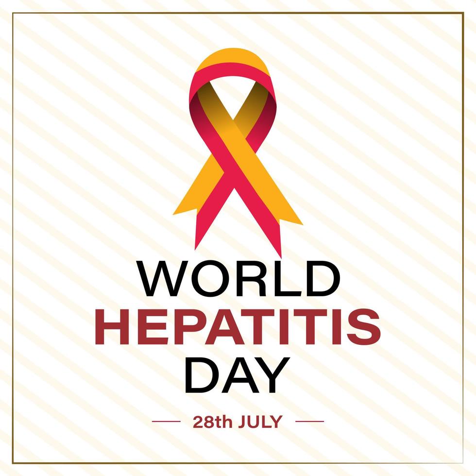 28 juli värld hepatit dag. röd, gul band. vektor illustration. medicinsk solidaritet dag begrepp.