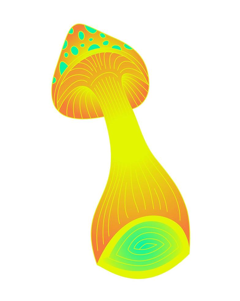 orange, gelbe und grüne psychedelische Pilzzeichnung vektor