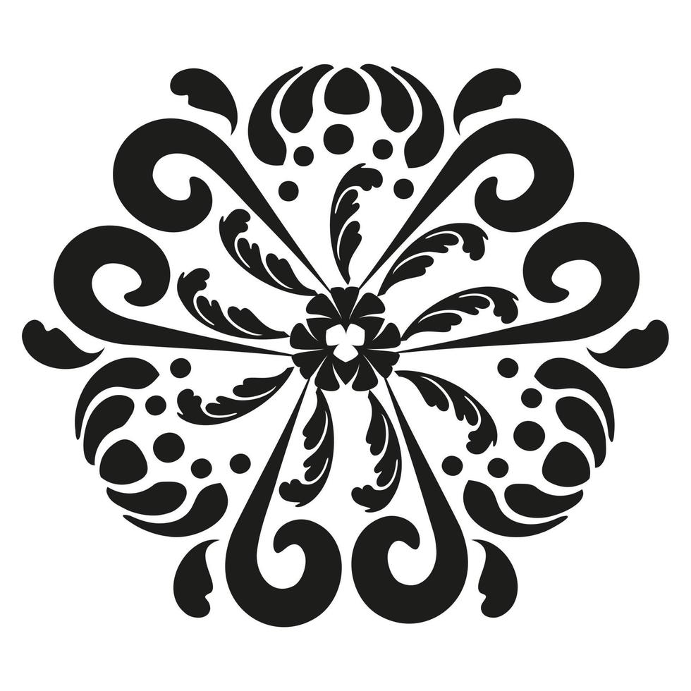 rundes schwarz-weißes Muster im orientalischen Stil mit floralen Elementen. Mandala kreisförmige Verzierung. zu dekorativen Zwecken. vektor