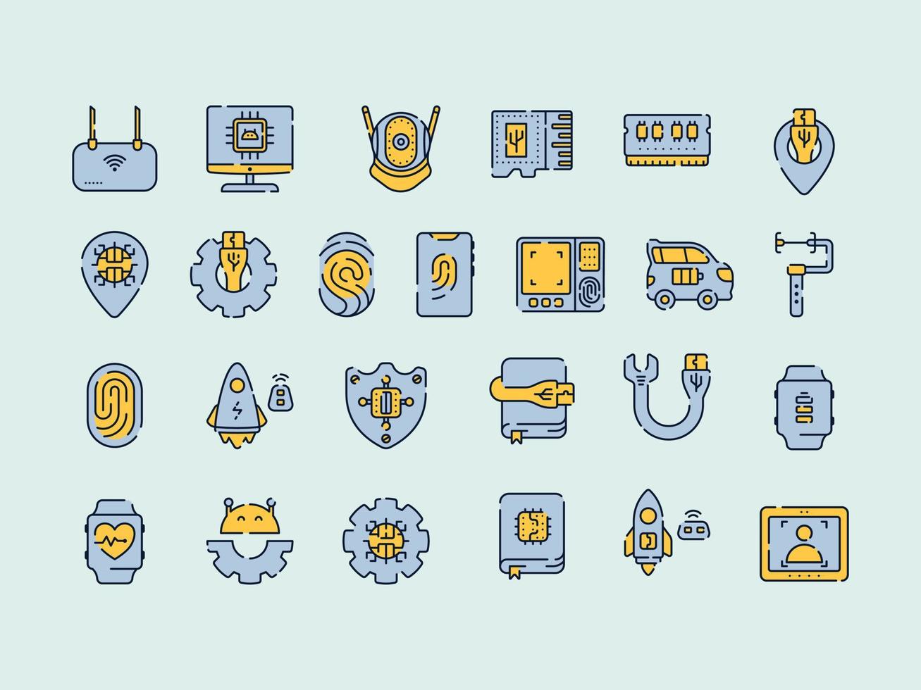 25 teknologi ikoner packa vektor